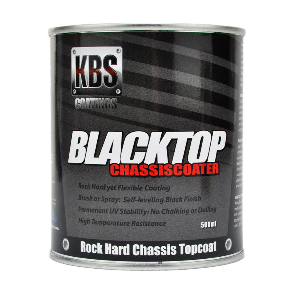 KBS Blacktop Chassis Coater Paint 500ml Tin Gloss Black UV Stable