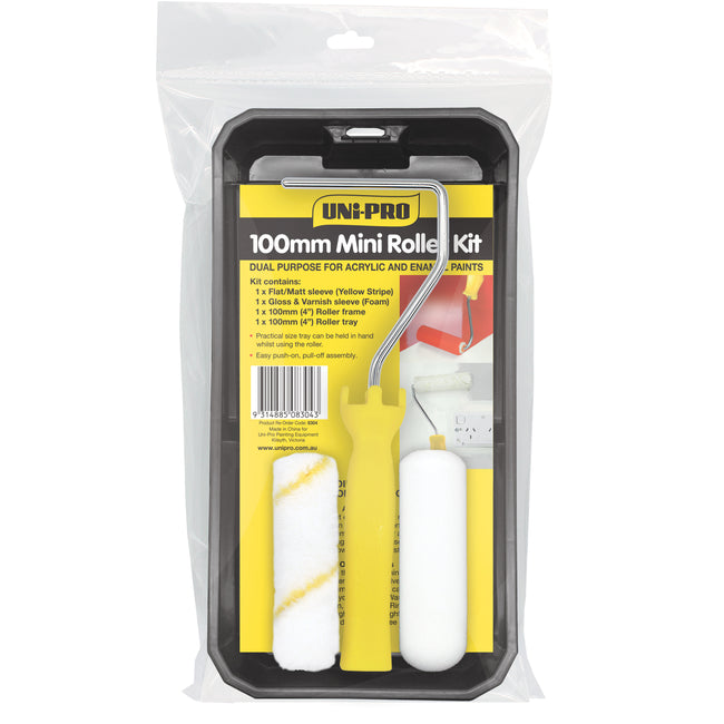 UNi-PRO Acrylic Enamel Mini Roller Kit 100mm Smooth Finish Painting Set