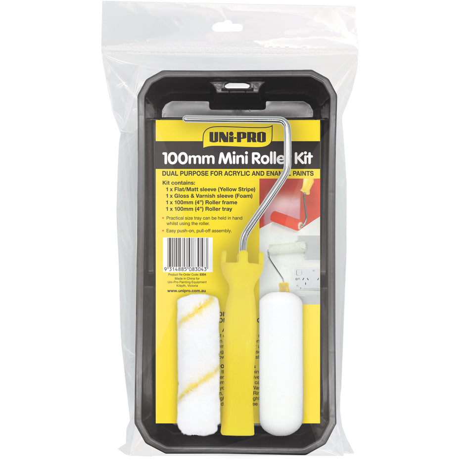 UNi-PRO Acrylic Enamel Mini Roller Kit 100mm Smooth Finish Painting Set