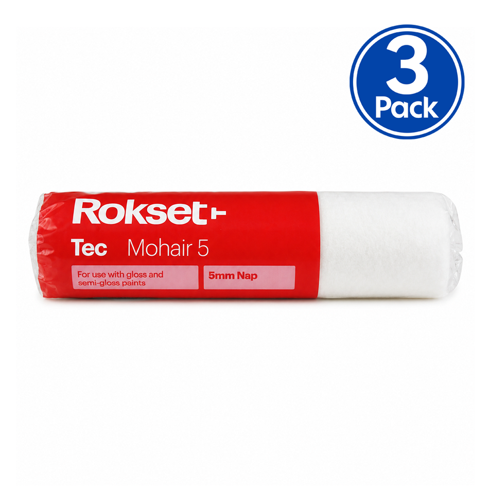 ROKSET TEC 230mm Mohair Roller Cover 5mm Nap Enamel Gloss Paint Roller 3 Pack