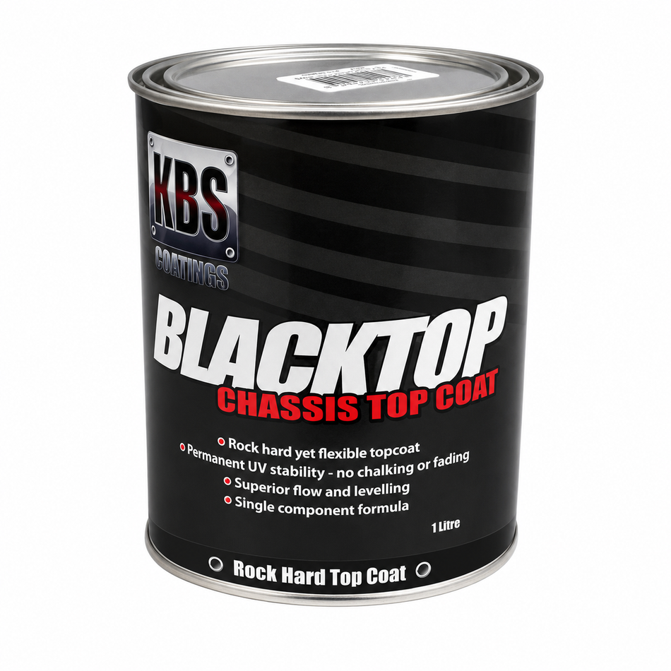 KBS BlackTop Gloss Black Chassis Paint 1L UV Stable Protective Coating