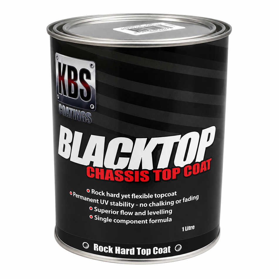 KBS BlackTop Gloss Black Chassis Paint 1L UV Stable Protective Coating