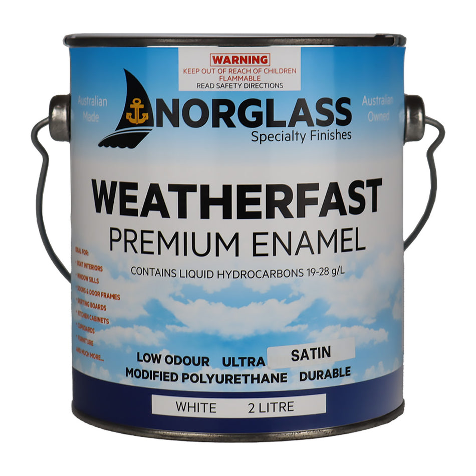 NORGLASS Weatherfast Satin White 2L Marine Enamel Paint