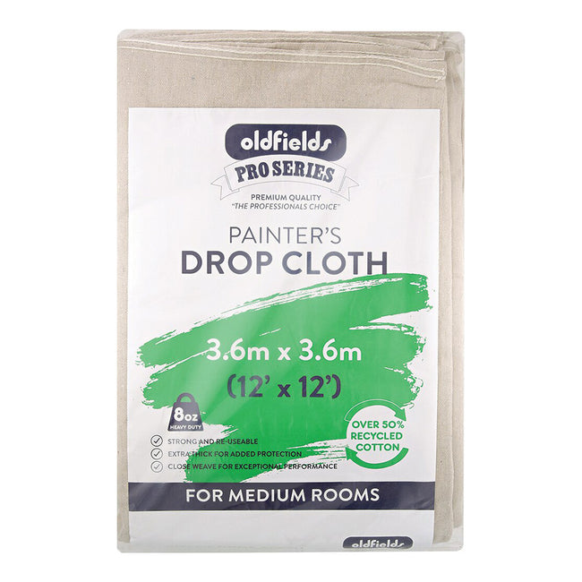 OLDFIELDS Pro Series Heavy Duty Drop Sheet Cloth 12' x 12' 3.6m x 3.6m Cotton