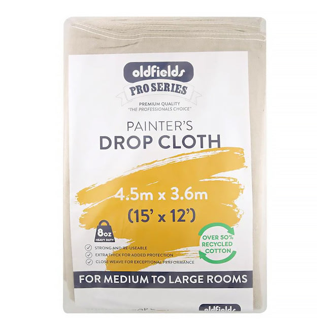 OLDFIELDS Pro Series Heavy Duty Drop Sheet Cloth 12' x 15' 3.6m x 4.5m Cotton