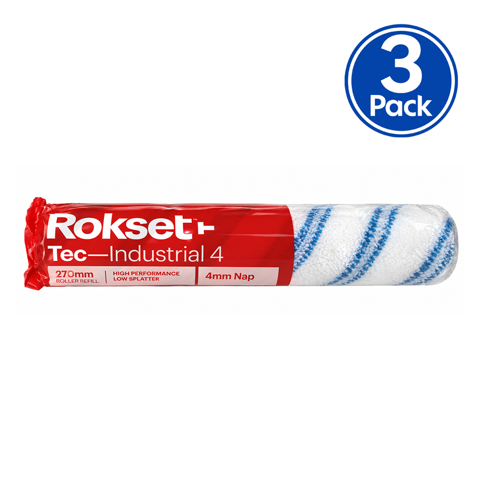 ROKSET Tec Industrial Paint Roller Cover 270mm 4mm Nap 3 Pack