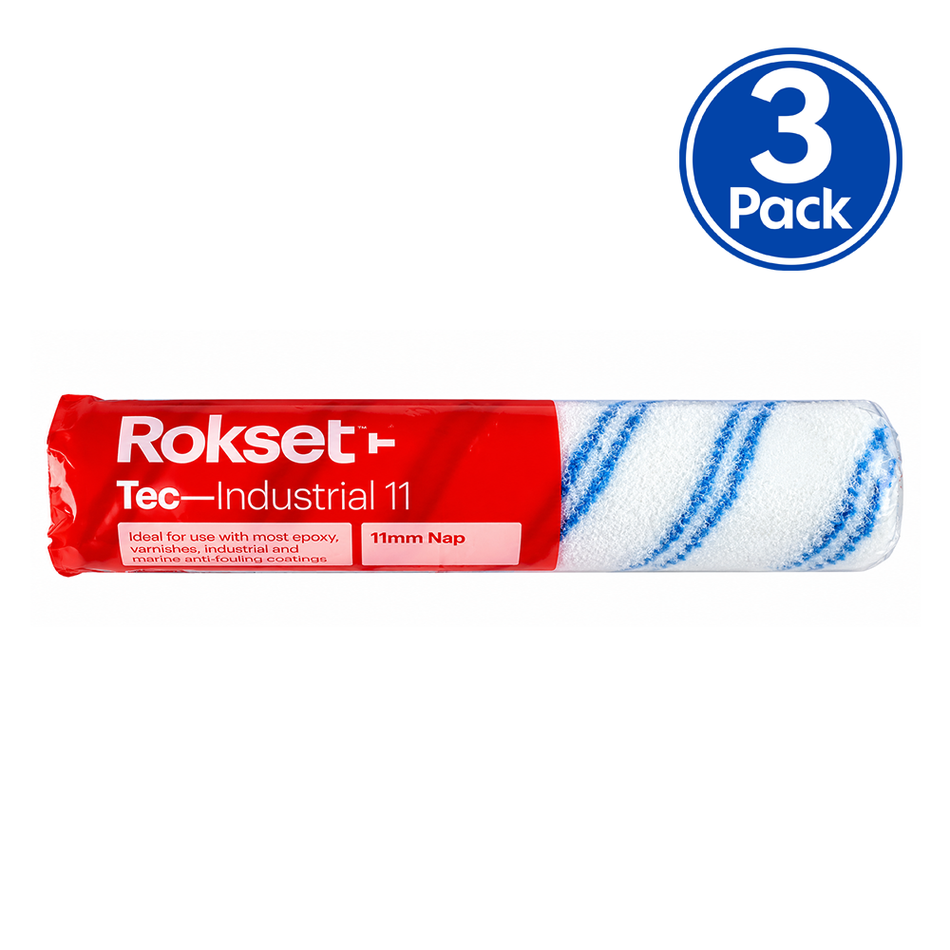 ROKSET Tec Industrial Paint Roller Covers 270mm 11mm Nap 3 Pack