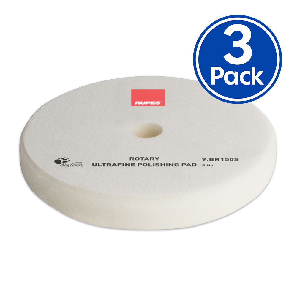 RUPES Bigfoot 130/135mm White Rotary Ultra Fine Polishing Pad 9.BR150S x 3 Pack