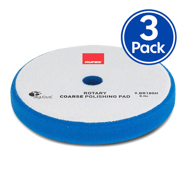 RUPES Bigfoot 155/160mm Blue Rotary Coarse Polishing Pad x 3 Pack