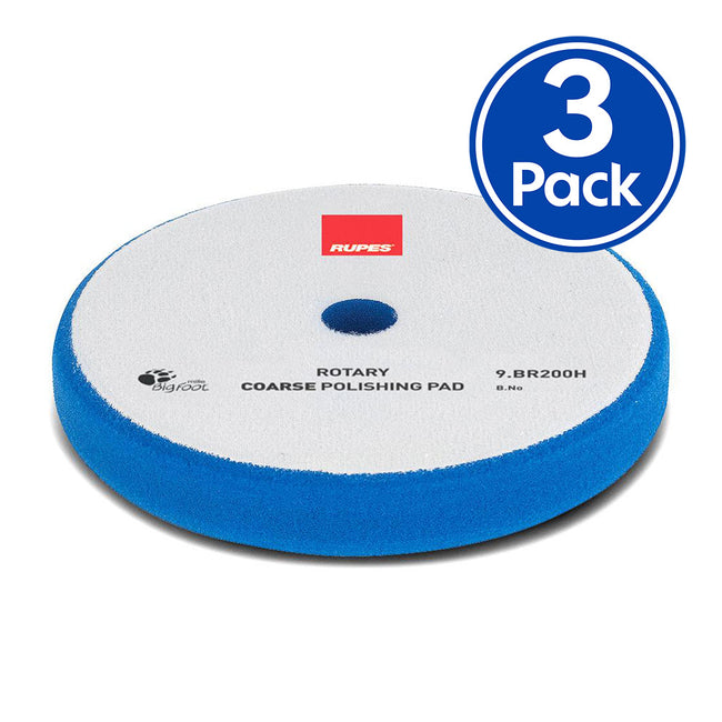 RUPES Bigfoot 175/180mm Blue Rotary Coarse Polishing Pad 9.BR200H x 3 Pack