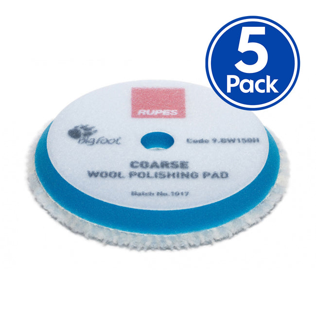 RUPES Bigfoot 130/145mm Coarse Blue Wool Polishing Pad 9.BW150H x 5 Pack