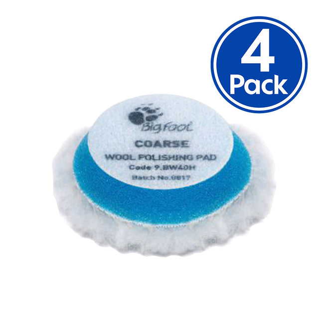 RUPES Bigfoot 30/40mm Coarse Blue Wool Polishing Pad 9.BW40H x 4 Pack