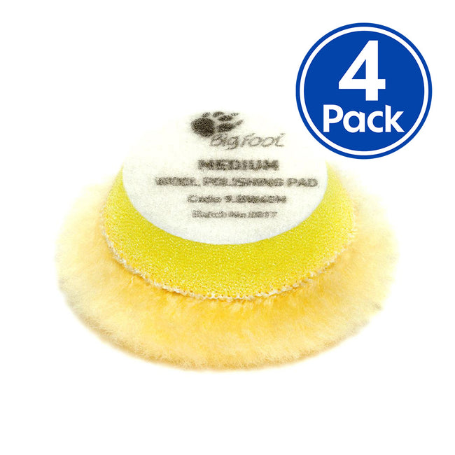 RUPES Bigfoot 30/40mm Wool Medium Yellow Polishing Pad 9.BW40M x 4 Pack