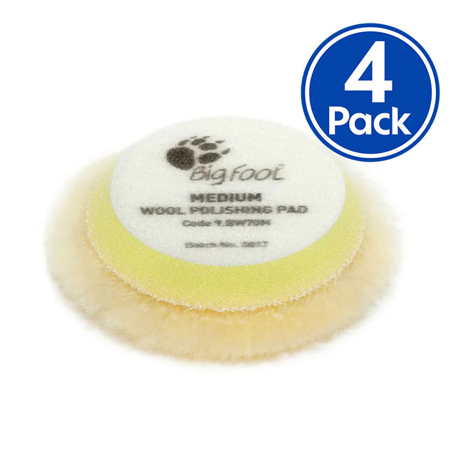 RUPES Bigfoot 50/70mm Wool Medium Yellow Polishing Pad 9.BW70M x 4 Pack