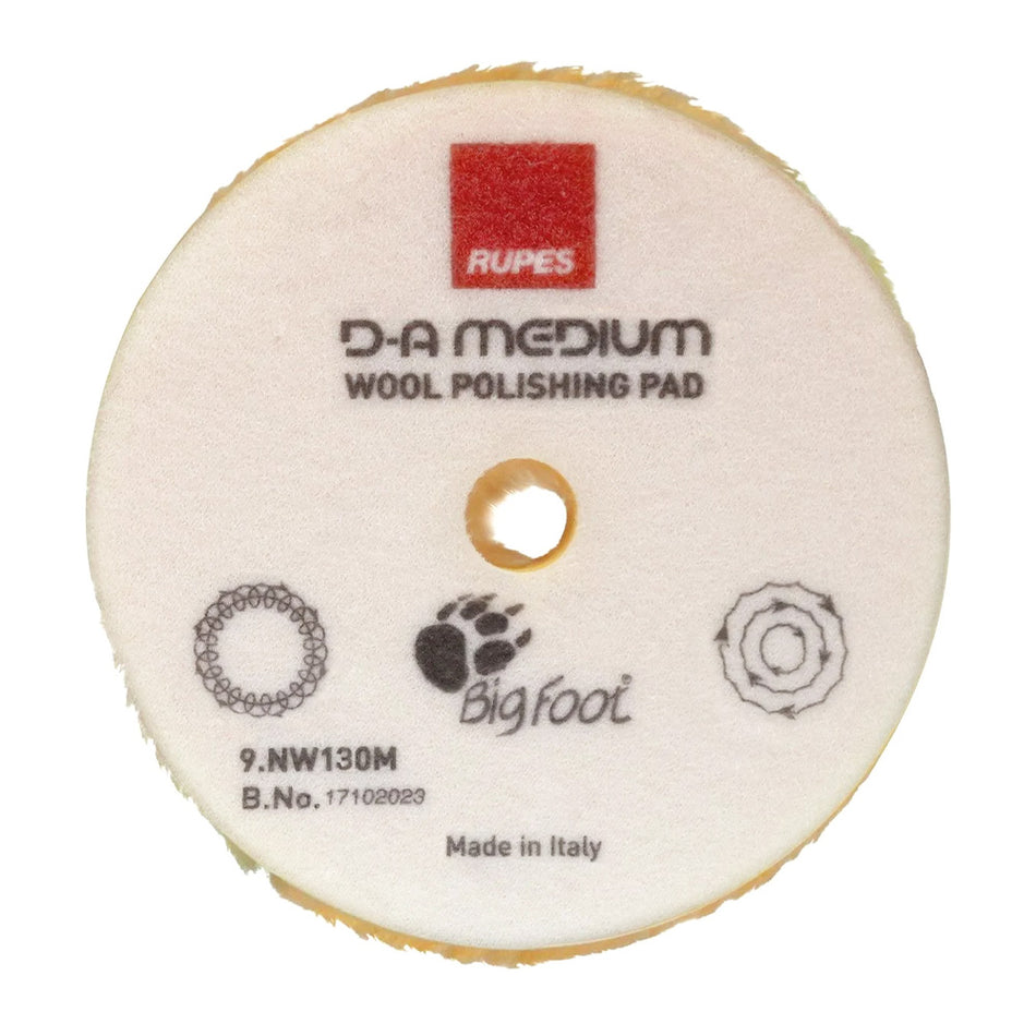 RUPES DA Medium Wool Polishing Pads 130mm 5" Hook & Loop 9.NW130M