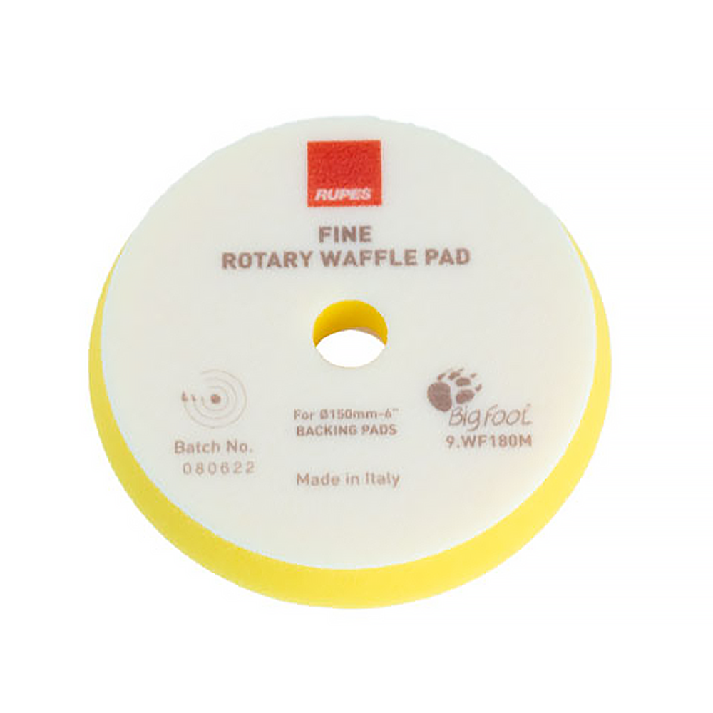 RUPES Bigfoot Rotary Hook On Foam Waffle Pad Fine Yellow 150 mm - 165 mm