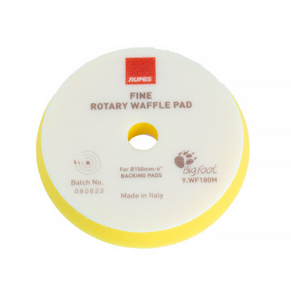 RUPES Bigfoot Rotary Hook On Foam Waffle Pad Fine Yellow 150 mm - 165 mm