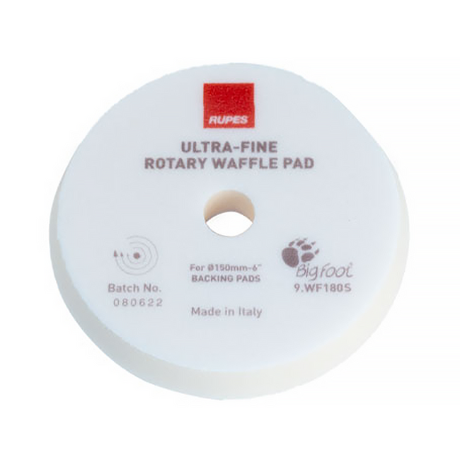 RUPES Bigfoot Rotary Hook On Foam Waffle Pad Ultra Fine White 150 mm - 165 mm