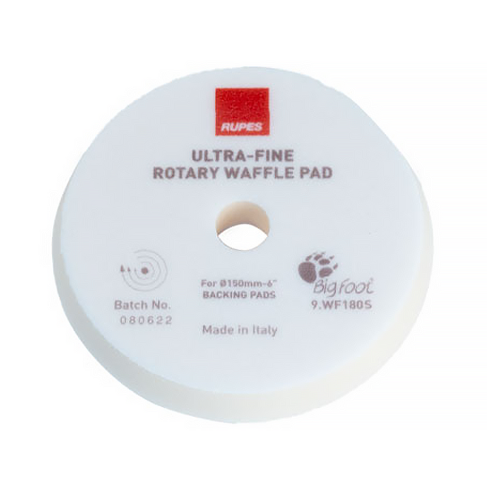 RUPES Bigfoot Rotary Hook On Foam Waffle Pad Ultra Fine White 150 mm - 165 mm
