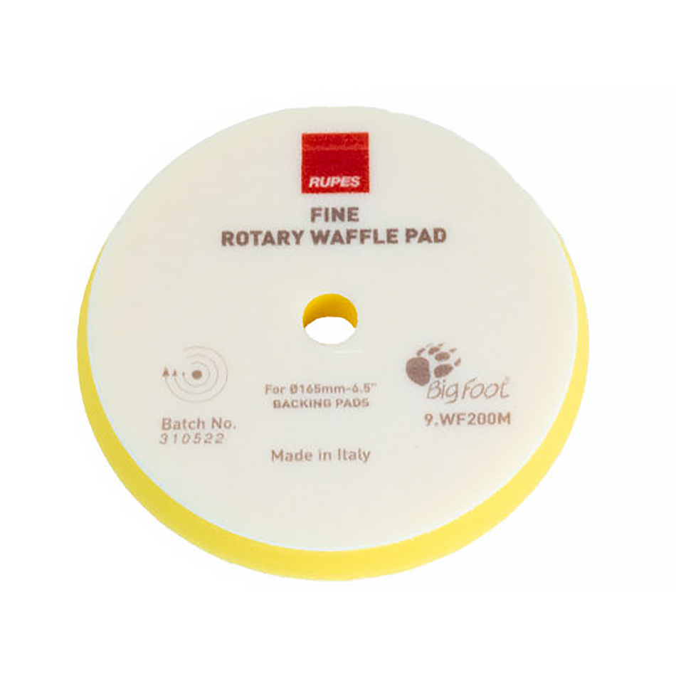 RUPES Bigfoot Rotary Hook On Foam Waffle Pad Fine Yellow 170 mm - 180 mm