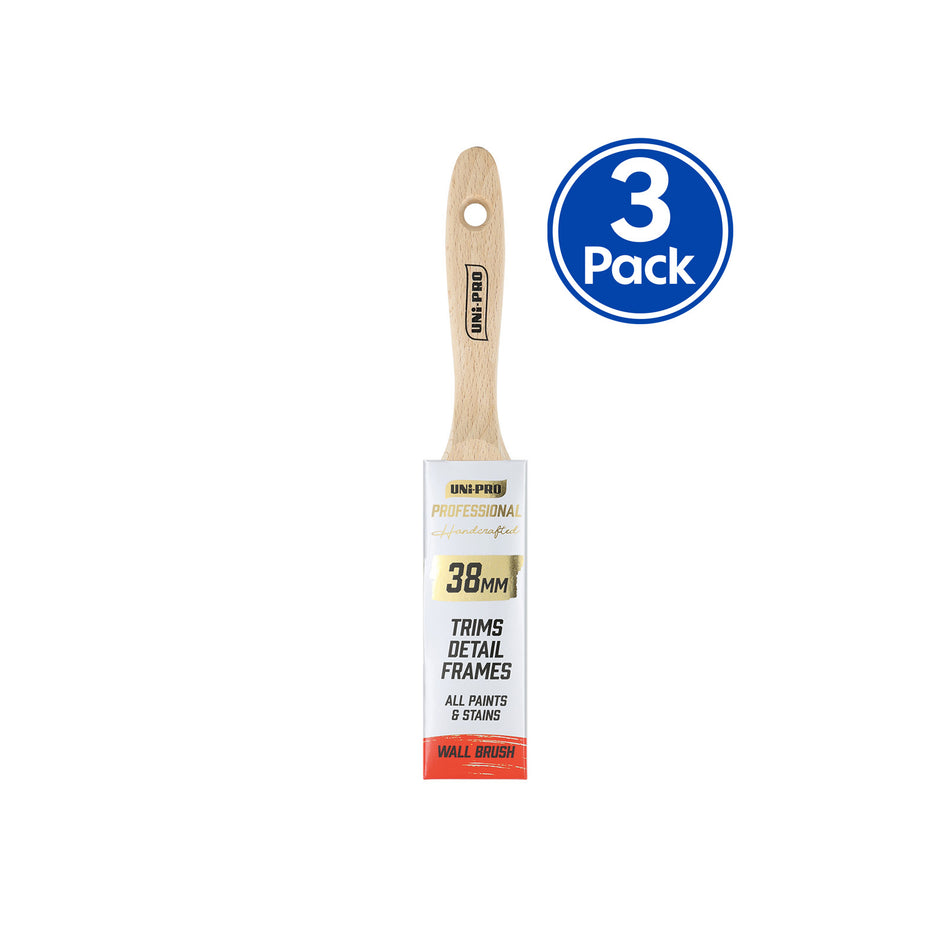 UNi-PRO Professional Wall Brush 38mm Interior Exterior Painting Tool x3