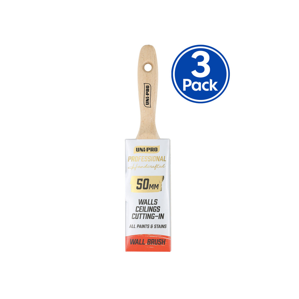 UNi-PRO Professional Wall Brush 50mm Interior Exterior Painting Tool x3