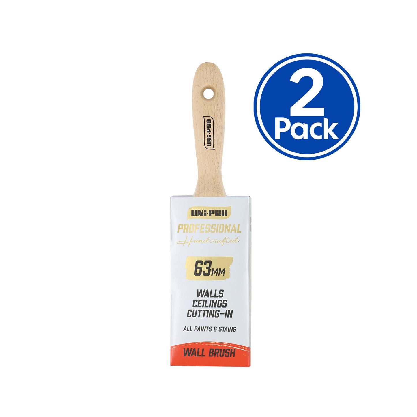 UNi-PRO Professional Wall Brush 63mm Interior Exterior Painting Tool x2