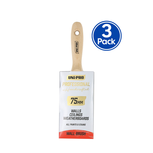 UNi-PRO Professional Wall Brush 75mm Interior Exterior Painting Tool x3