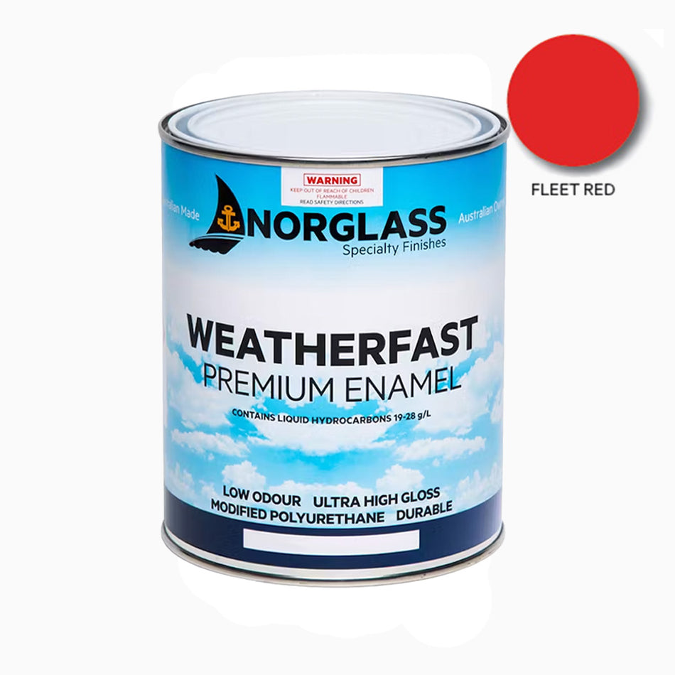 NORGLASS Weatherfast Marine Premium Enamel 1L Fleet Red High Gloss