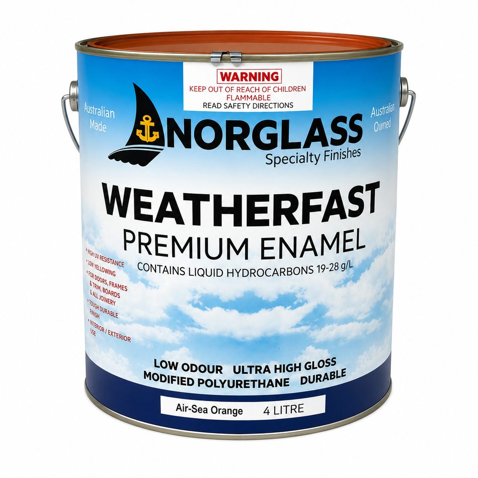 NORGLASS Weatherfast Marine Premium Enamel 4L Air Sea Orange High Gloss