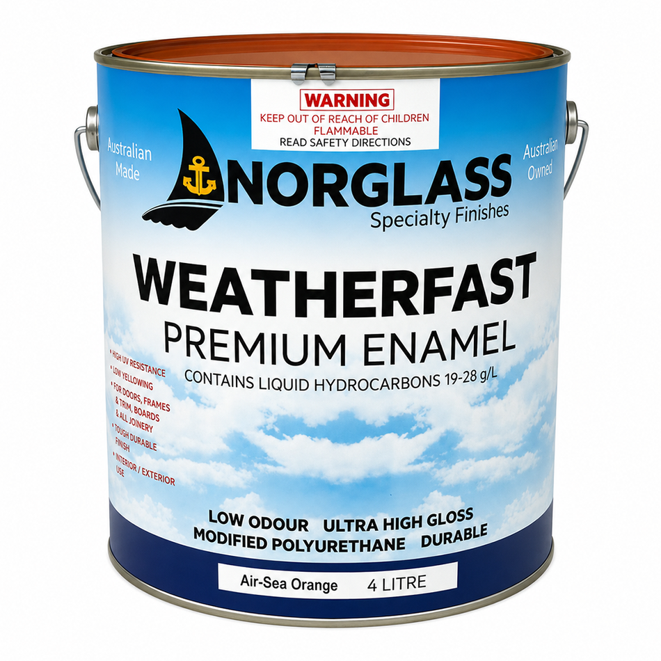 NORGLASS Weatherfast Marine Premium Enamel 4L Air Sea Orange High Gloss