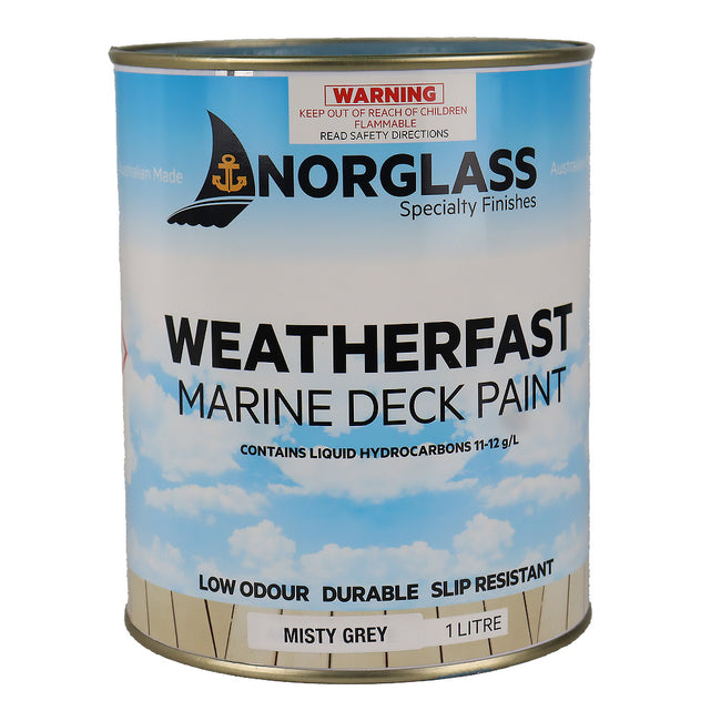 NORGLASS Weatherfast Marine Deck Paint Misty Grey 1L Slip-Resistant Coating