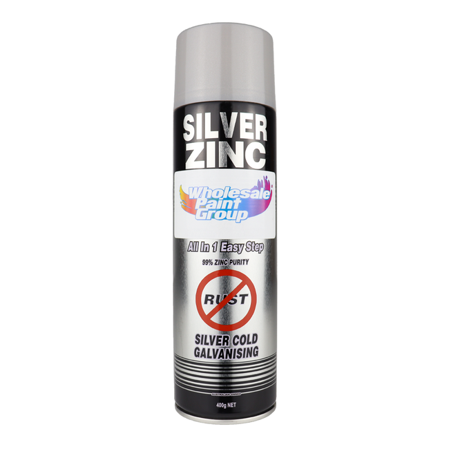 SILVER ZINC SUPPLIES 3 in 1 Cold Galvanising Metal Primer Silver 400g Aerosol 99% Zinc