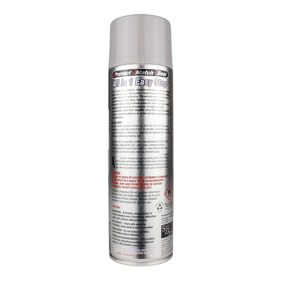 SILVER ZINC SUPPLIES 3 in 1 Cold Galvanising Metal Primer Silver 400g Aerosol 99% Zinc