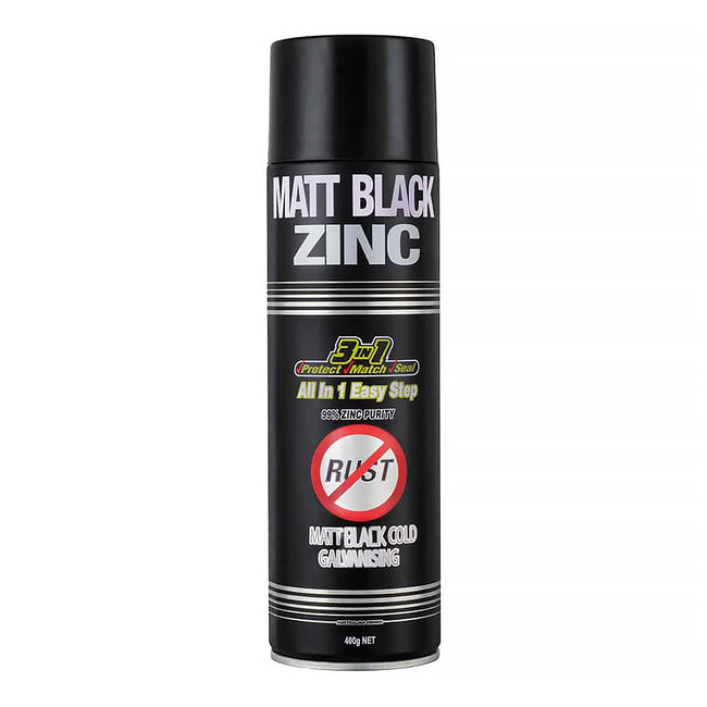SILVER ZINC SUPPLIES 3 in 1 Cold Galvanising Metal Primer Matt Black 400g Aerosol 99% Zinc