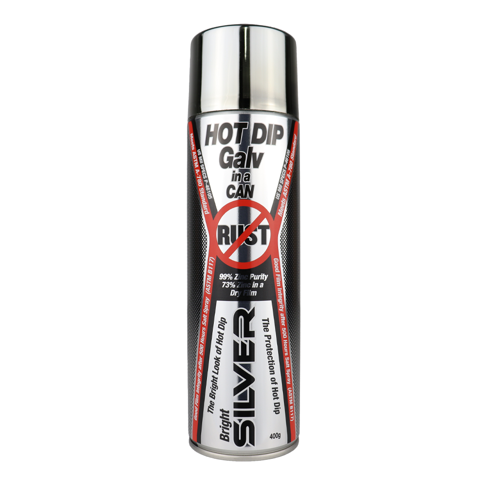 SILVER ZINC SUPPLIES Hot Dip Galv In A Can 400g Aerosol Bright Silver 99% Zinc