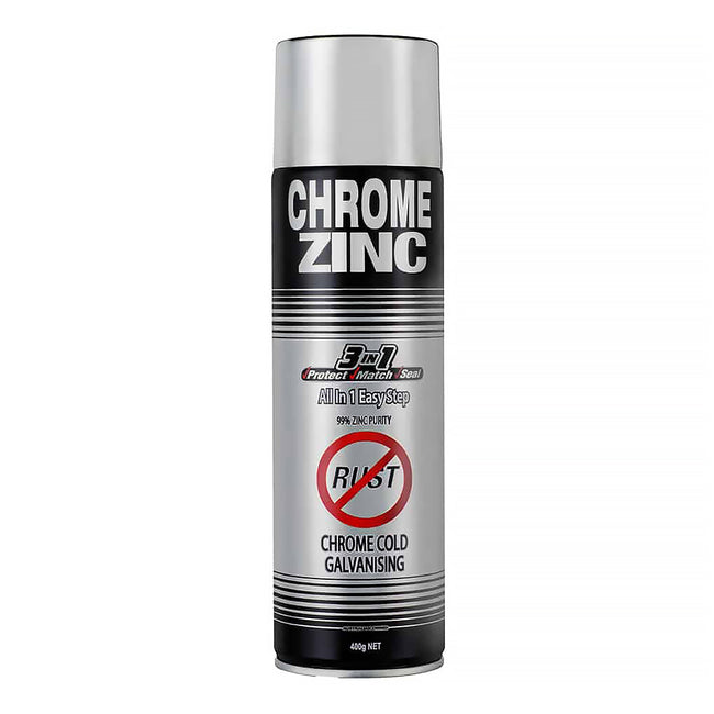 SILVER ZINC SUPPLIES 3 in 1 Cold Galvanising Metal Primer Chrome 400g Aerosol 99% Zinc