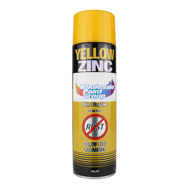 SILVER ZINC SUPPLIES 3 in 1 Cold Galvanising Metal Primer Yellow 400g Aerosol 99% Zinc