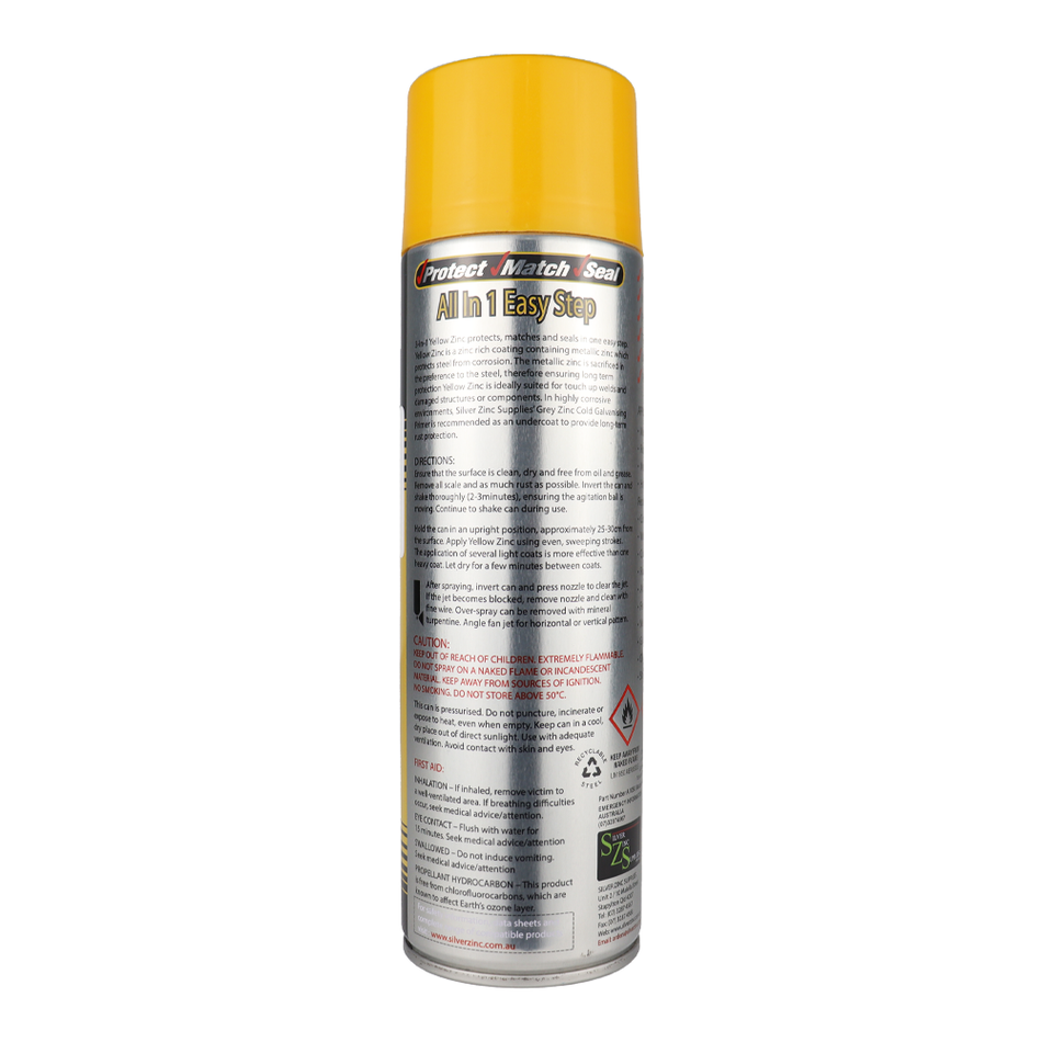 SILVER ZINC SUPPLIES 3 in 1 Cold Galvanising Metal Primer Yellow 400g Aerosol 99% Zinc