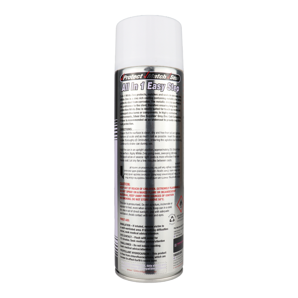 SILVER ZINC SUPPLIES 3 in 1 Cold Galvanising Metal Primer White 400g Aerosol 99% Zinc