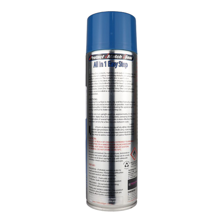 SILVER ZINC SUPPLIES 3 in 1 Cold Galvanising Metal Primer Blue 400g Aerosol 99% Zinc
