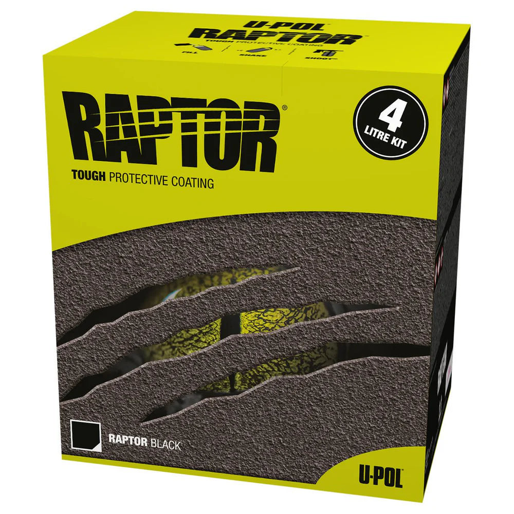 U-Pol Raptor Black Tough Protective Coating Bed Liner Kit 4L