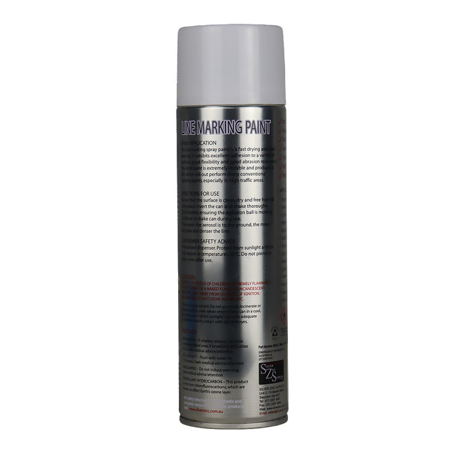 SILVER Zinc Line Marking Paint White 500g Aerosol