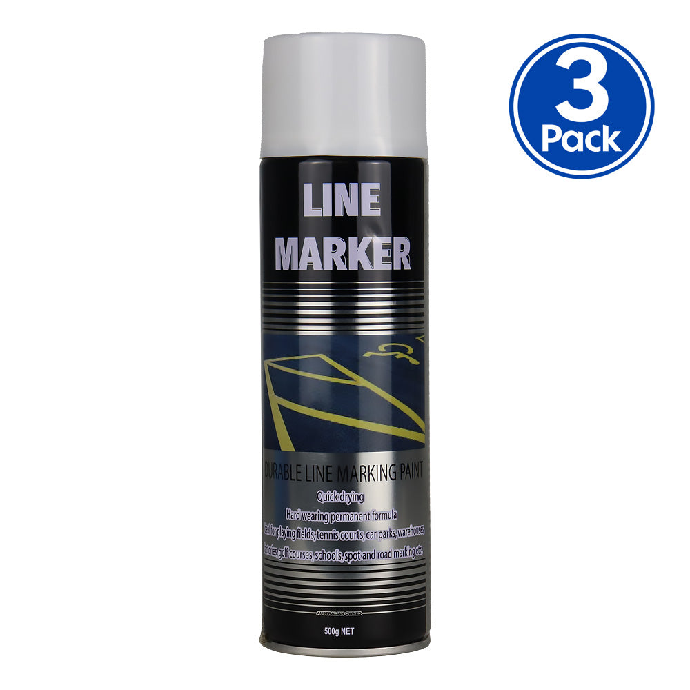 SILVER Zinc Line Marking Paint White 500g Aerosol x 3 Pack