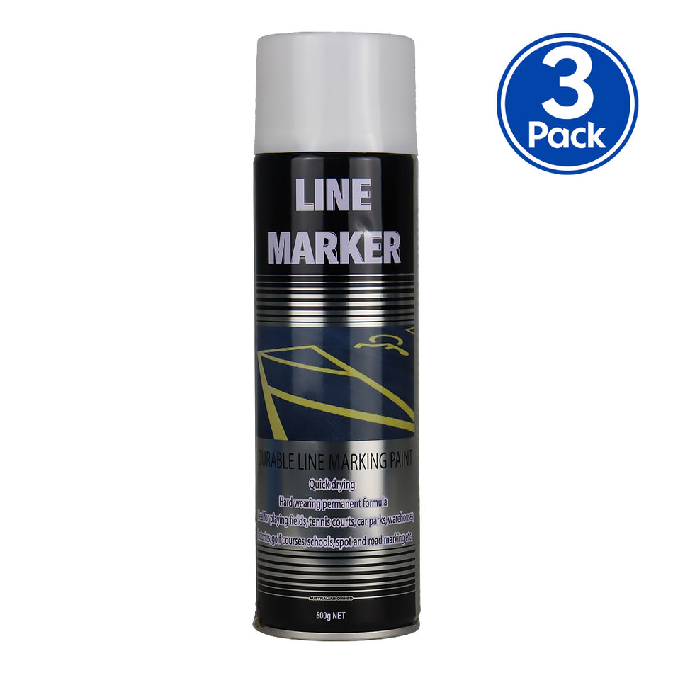 SILVER Zinc Line Marking Paint White 500g Aerosol x 3 Pack