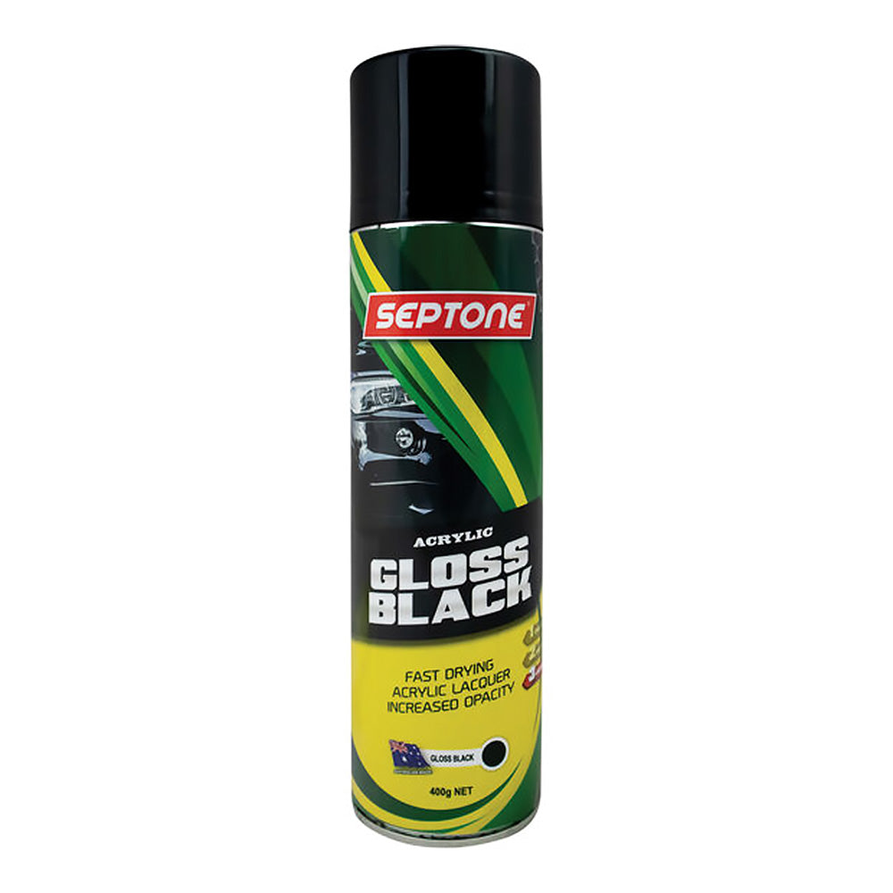SEPTONE Automotive Gloss Acrylic Lacquer Spray Paint 400g Aerosol Black