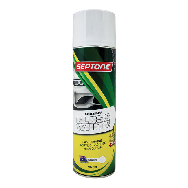 SEPTONE Automotive Gloss Acrylic Lacquer Spray Paint 400g Aerosol White