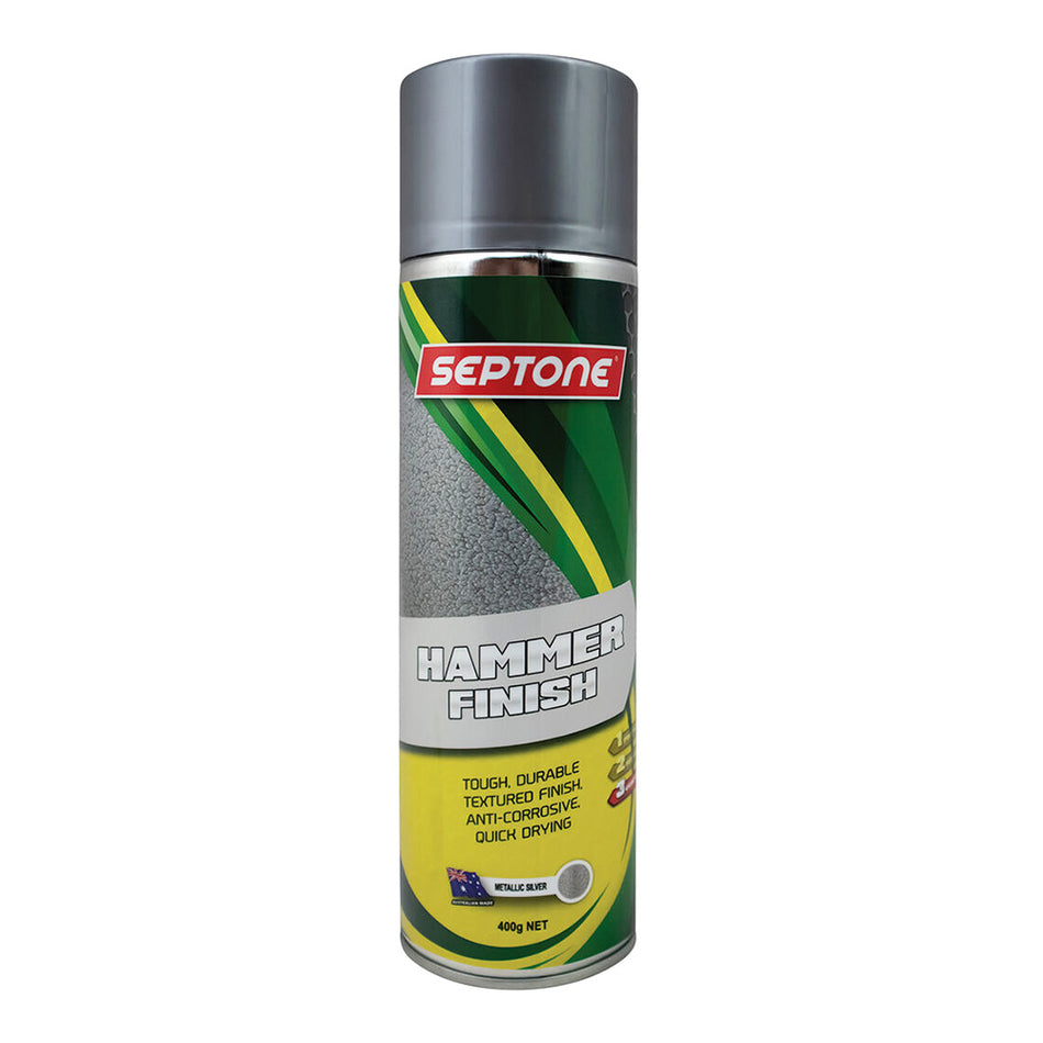 SEPTONE Metallic Hammer Finish Anti Corrosive Spray Paint 400g Aerosol Silver