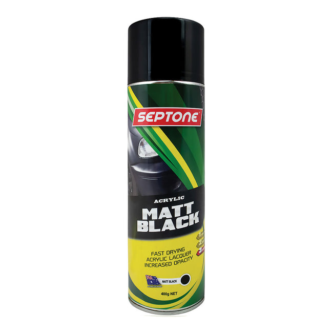 SEPTONE Automotive Acrylic Lacquer Spray Paint 400g Aerosol Matt Black