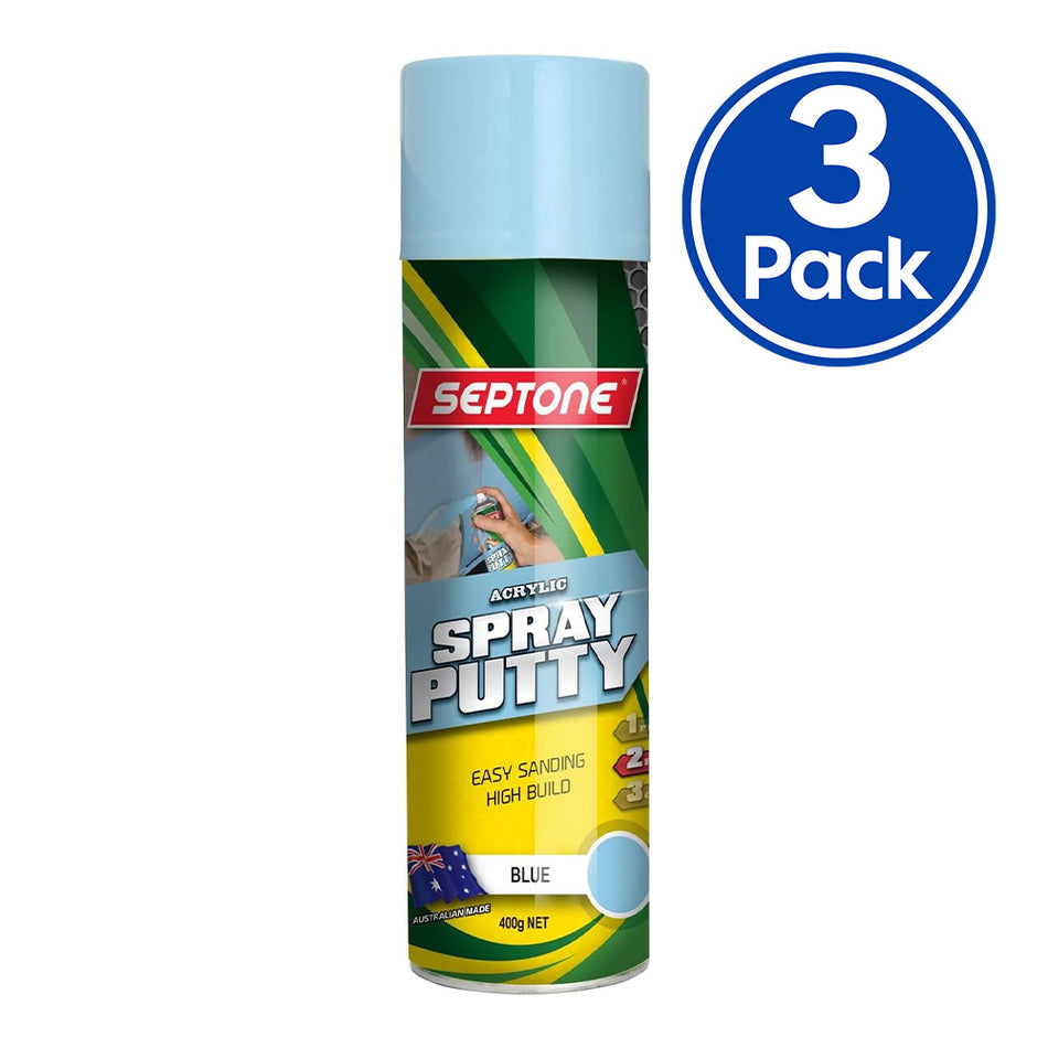 SEPTONE High Build Acrylic Spray Filler Putty 400g Blue Automotive Primer x3